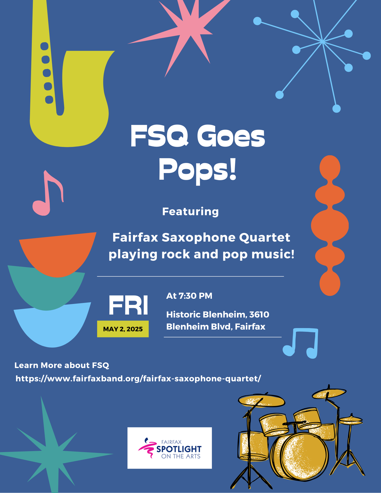 Fairfax Saxophone Quartet, “FSQ Goes Pops”, @2025 Spotlight (Historic Blenheim)