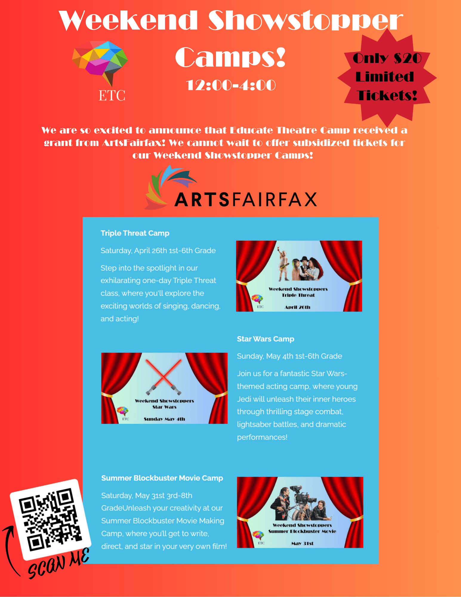 ETC Inclusive Kids Weekend Showstoppers: Summer Blockbuster Movie Camp