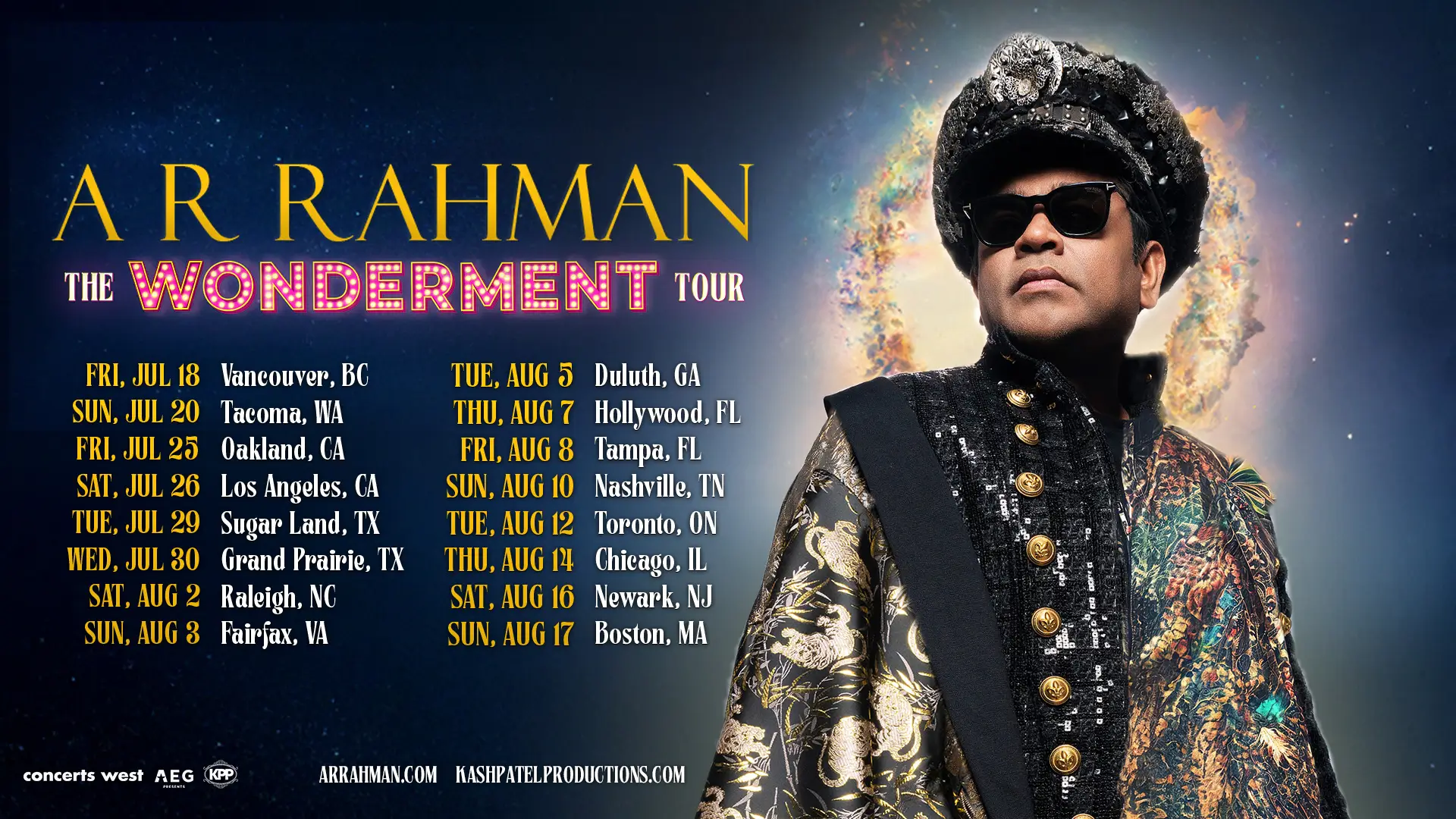 Experience A.R. Rahman in Washington, DC — Presented by Concerts West, AEG Presents, and Kash Patel Productions