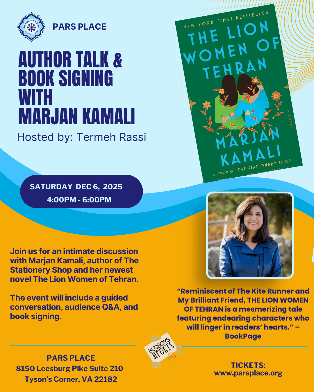 Book Event & Book Signing with Marjan Kamali