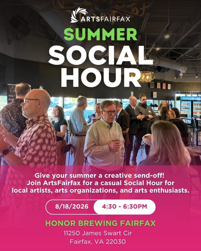 Give your summer a creative send-off! ☀️ Join ArtsFairfax for a casual Social Hour filled with good conversation, new connections, and the chance to mingle with local artists, arts organizations, and arts enthusiasts. Bring your business cards, bring a friend, and come ready to connect! This event is free to attend. Refreshments will be available for purchase. 

📆 Tuesday, August 18 
🕟️ 4:30pm - 6:30pm 
📍 Honor Brewing Fairfax

➡️ RSVP at the link in our bio

#ArtsFairfax #LocalArts #DMVArts #Networking
