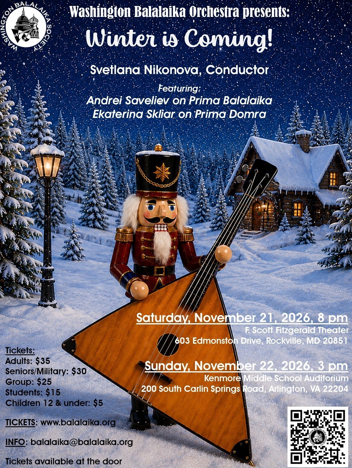 Washington Balalaika Orchestra Presents Winter is Coming – Rockville, MD